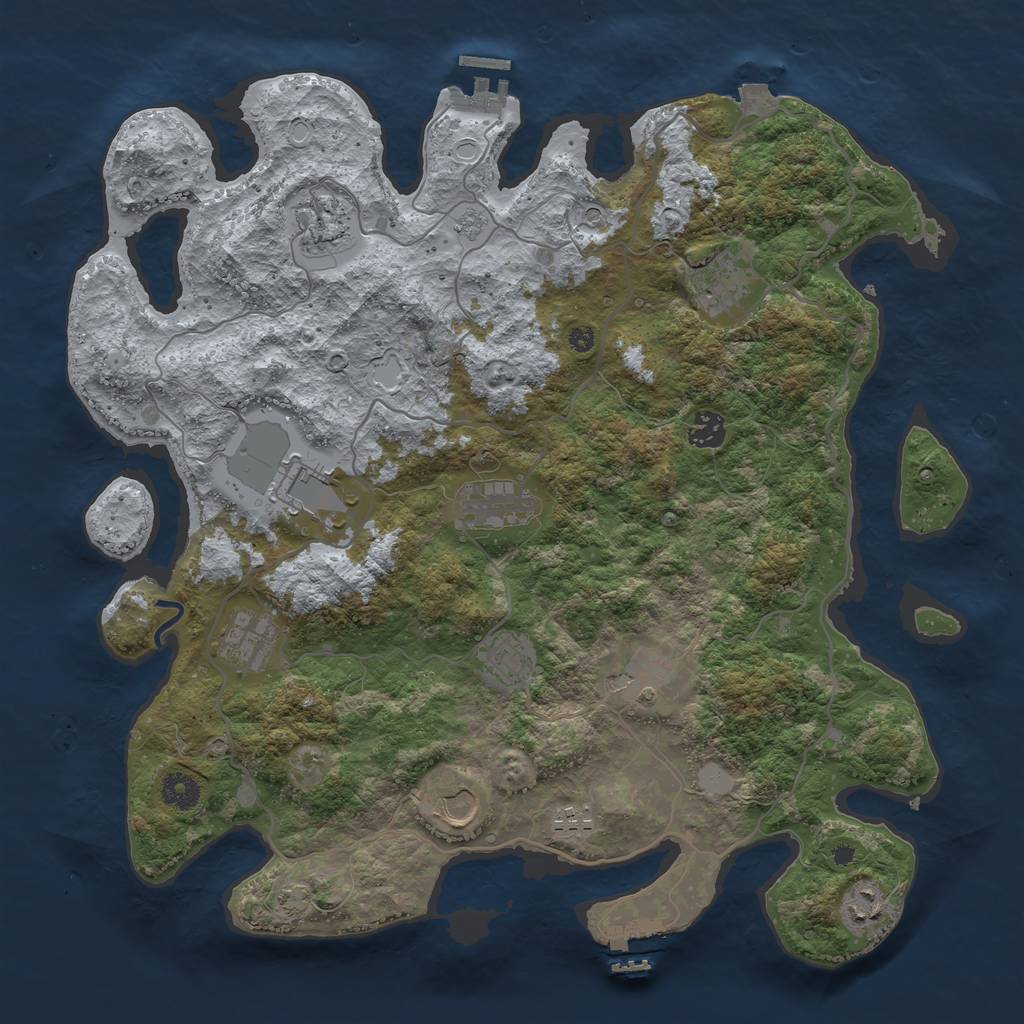 Rust Map: Procedural Map, Size: 4000, Seed: 33797894, 19 Monuments