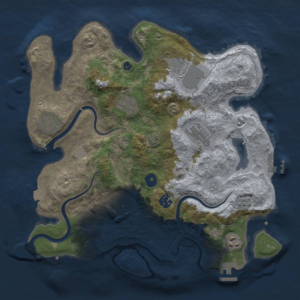 Rust Map: Procedural Map, Size: 3500, Seed: 231674153, 14 Monuments
