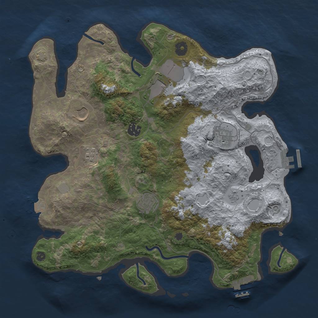 Rust Map: Procedural Map, Size: 3500, Seed: 231674153, 14 Monuments