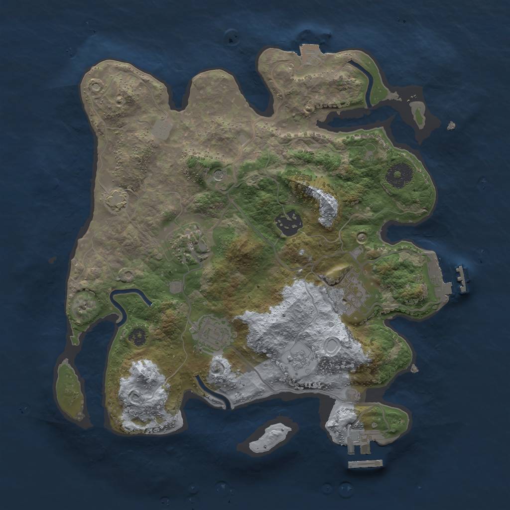 Rust Map: Procedural Map, Size: 3000, Seed: 68513, 12 Monuments