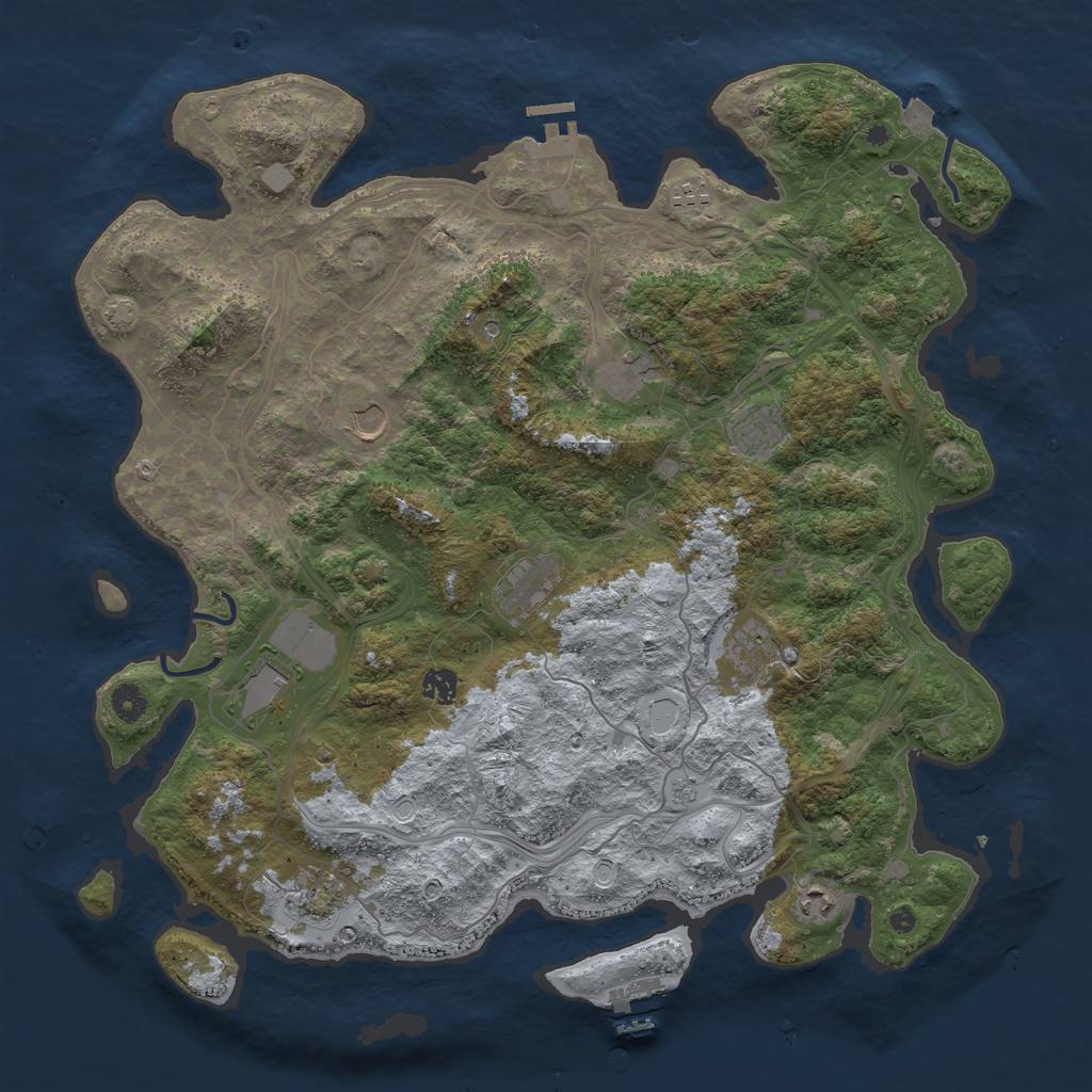 Rust Map: Procedural Map, Size: 4500, Seed: 249483084, 18 Monuments