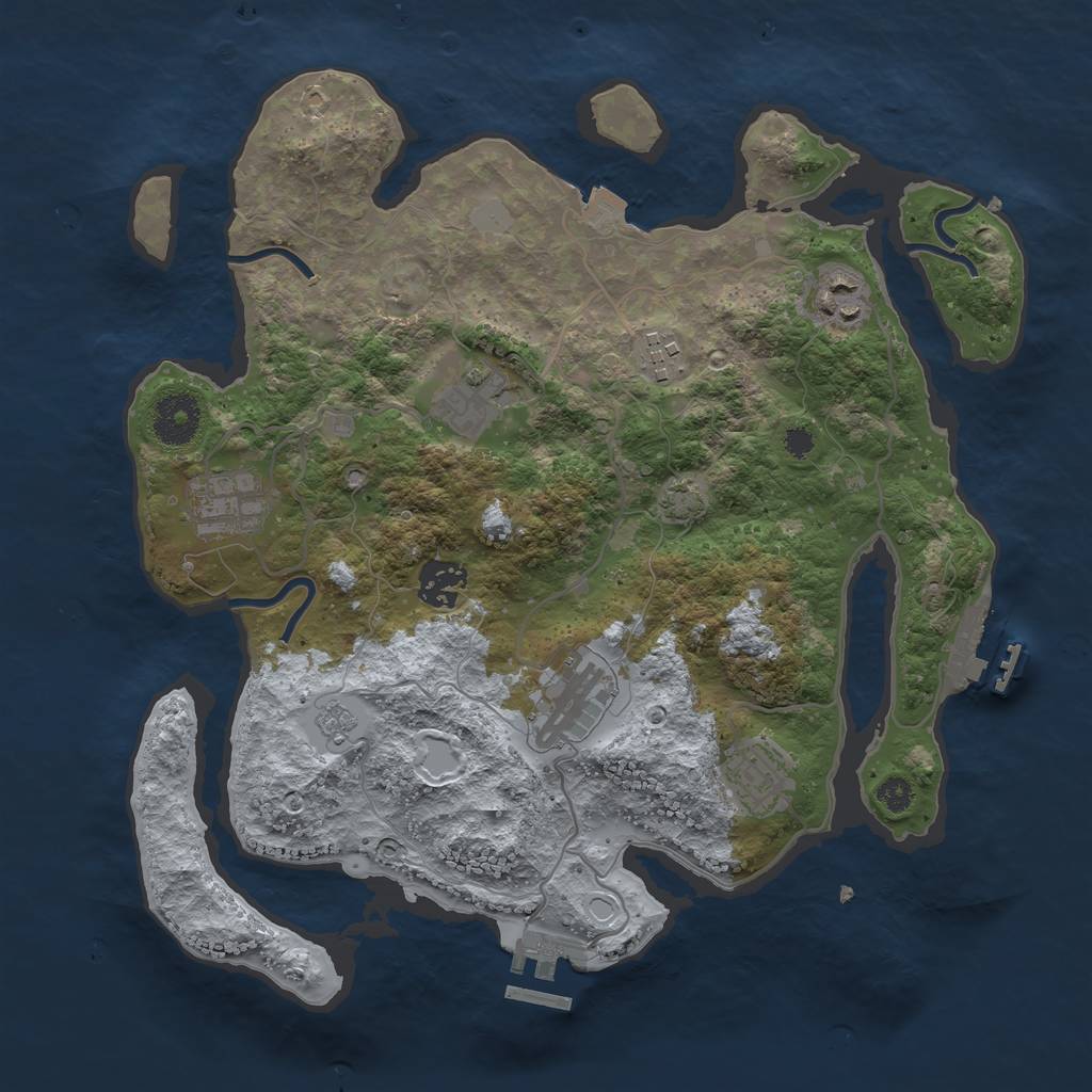 Rust Map: Procedural Map, Size: 3300, Seed: 1788238310, 14 Monuments