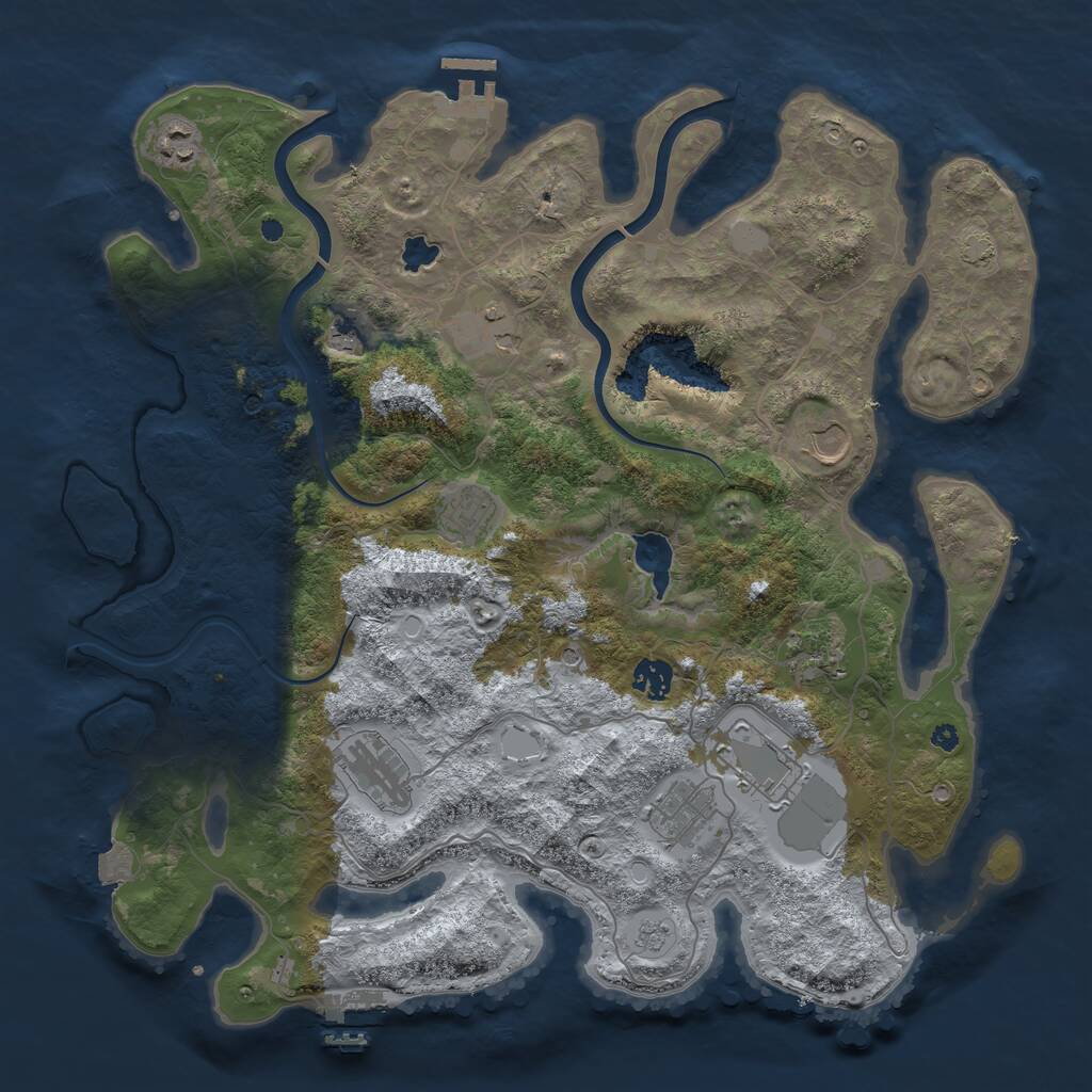 Rust Map: Procedural Map, Size: 4000, Seed: 1892599199, 16 Monuments