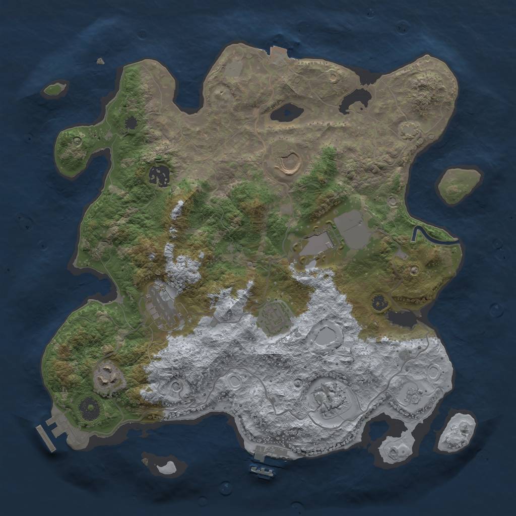 Rust Map: Procedural Map, Size: 3500, Seed: 37184049, 15 Monuments