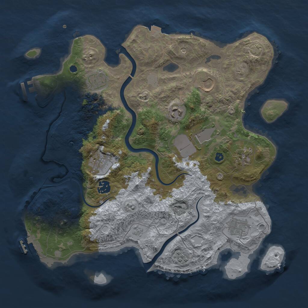 Rust Map: Procedural Map, Size: 3500, Seed: 37184049, 15 Monuments