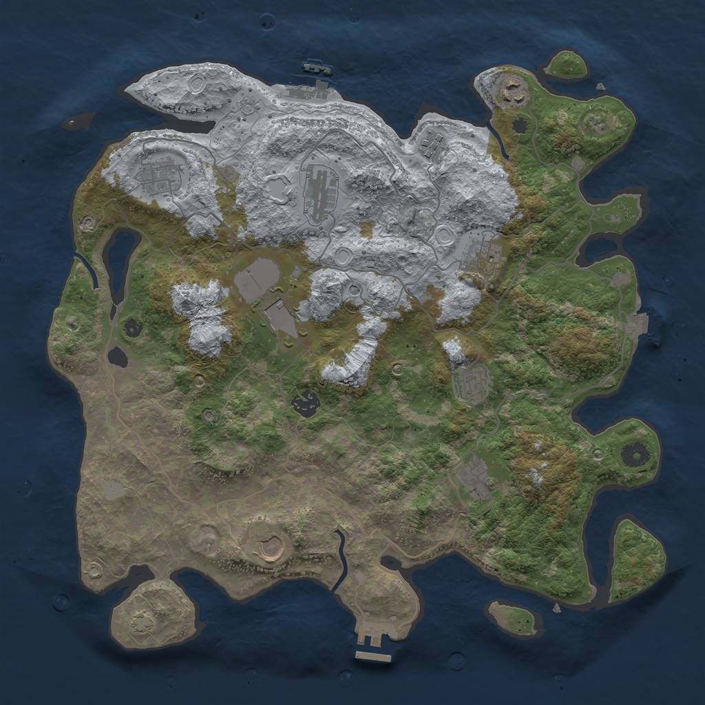 Rust Map: Procedural Map, Size: 4000, Seed: 572954935, 18 Monuments