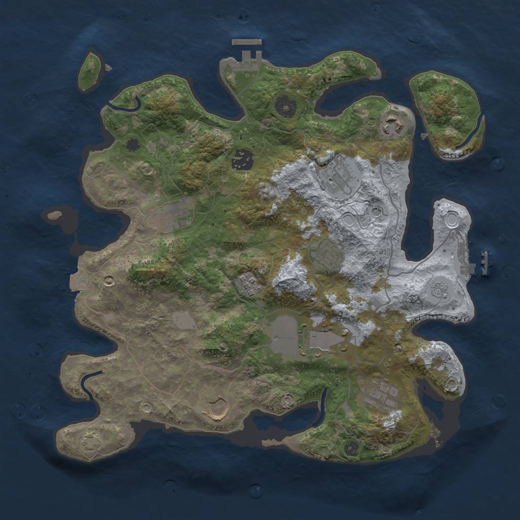 Rust Map: Procedural Map, Size: 3500, Seed: 181420136, 17 Monuments