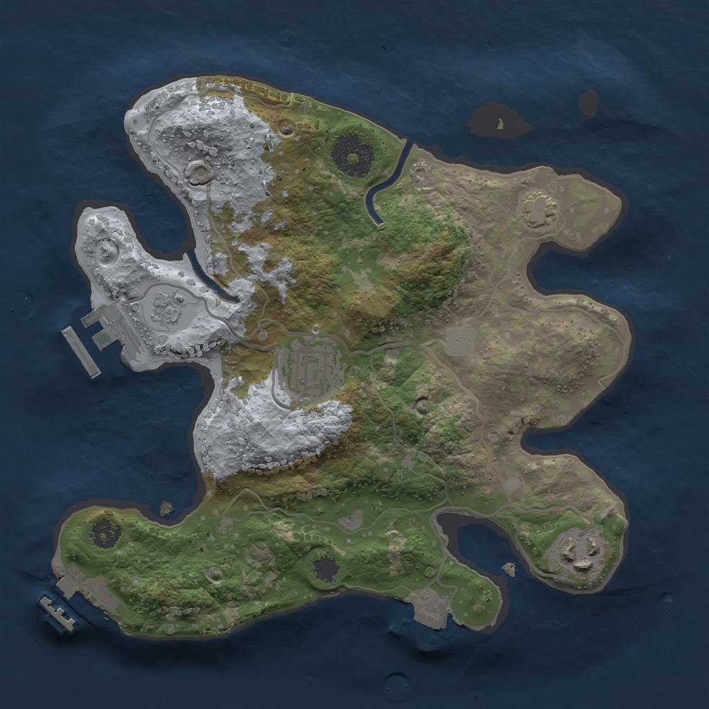 Rust Map: Procedural Map, Size: 2501, Seed: 1441133105, 9 Monuments