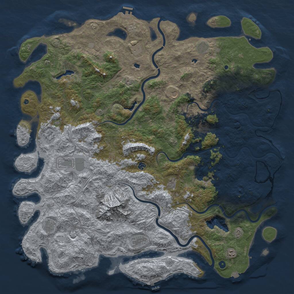 Rust Map: Procedural Map, Size: 6000, Seed: 1434436266, 17 Monuments