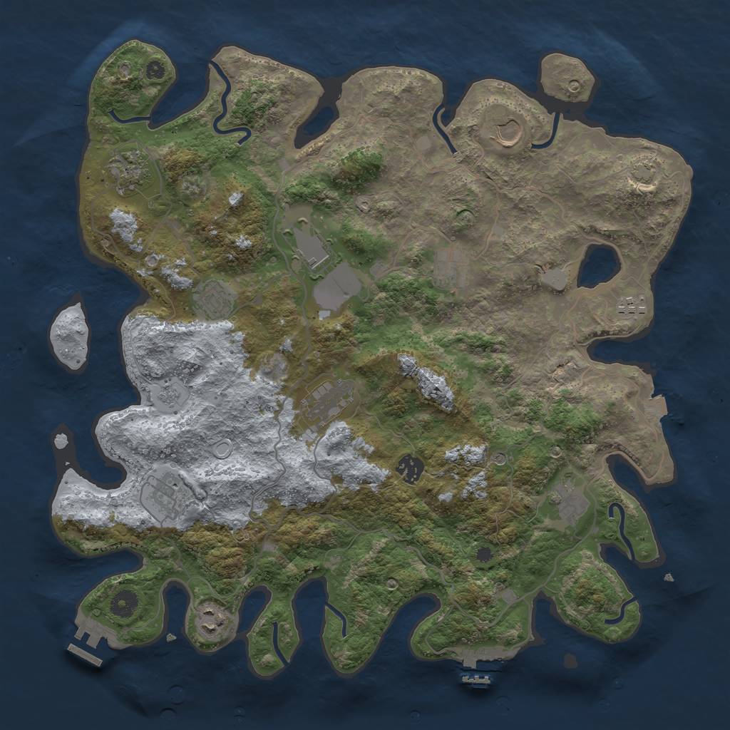 Rust Map: Procedural Map, Size: 4000, Seed: 1020651133, 19 Monuments