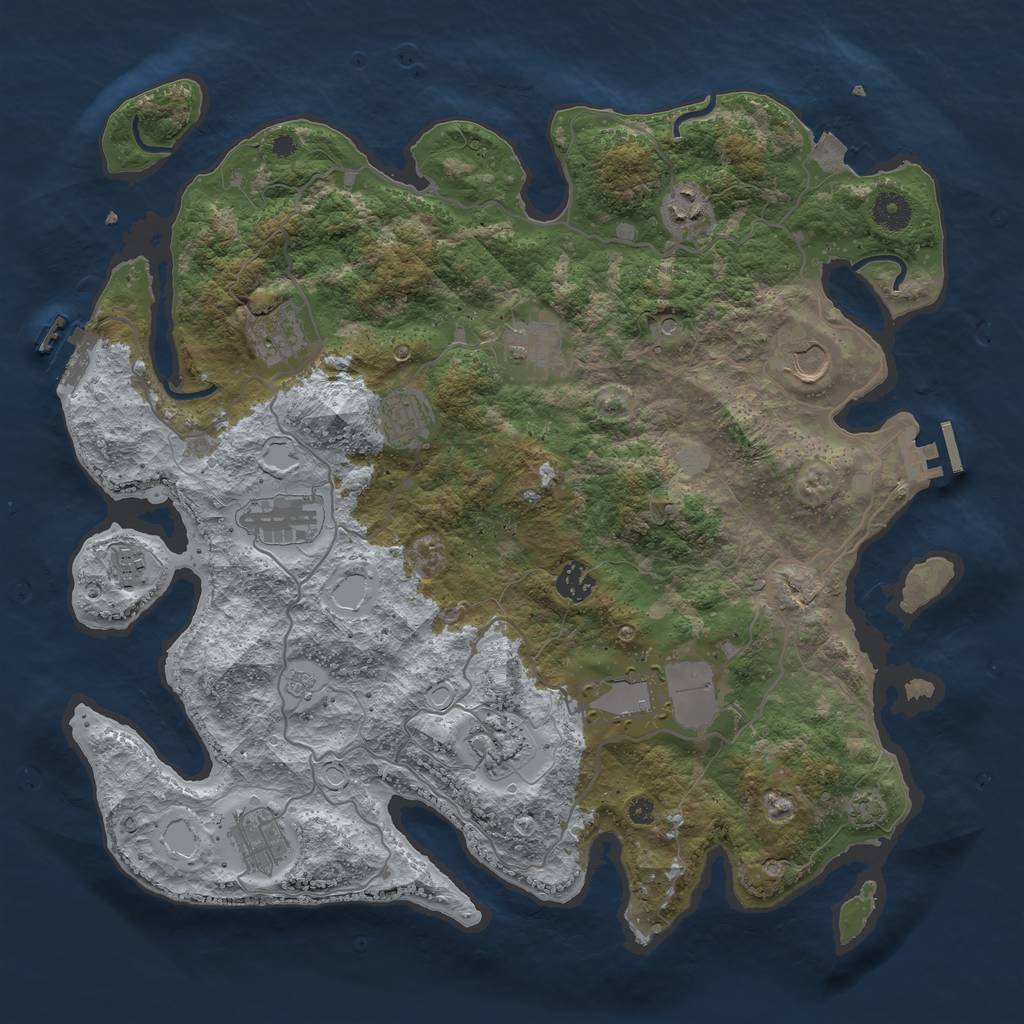 Rust Map: Procedural Map, Size: 4000, Seed: 240801, 19 Monuments