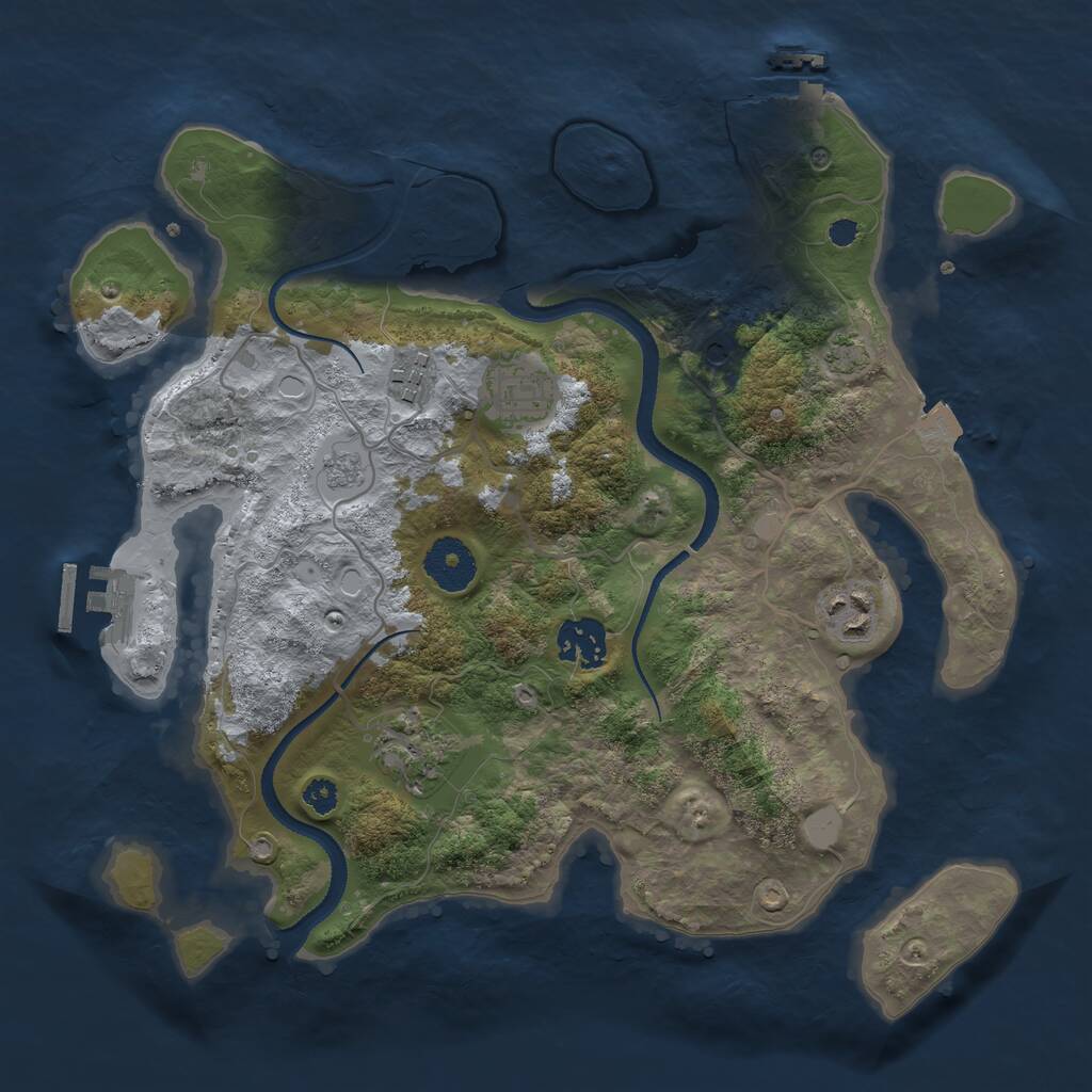 Rust Map: Procedural Map, Size: 3200, Seed: 1548621, 11 Monuments