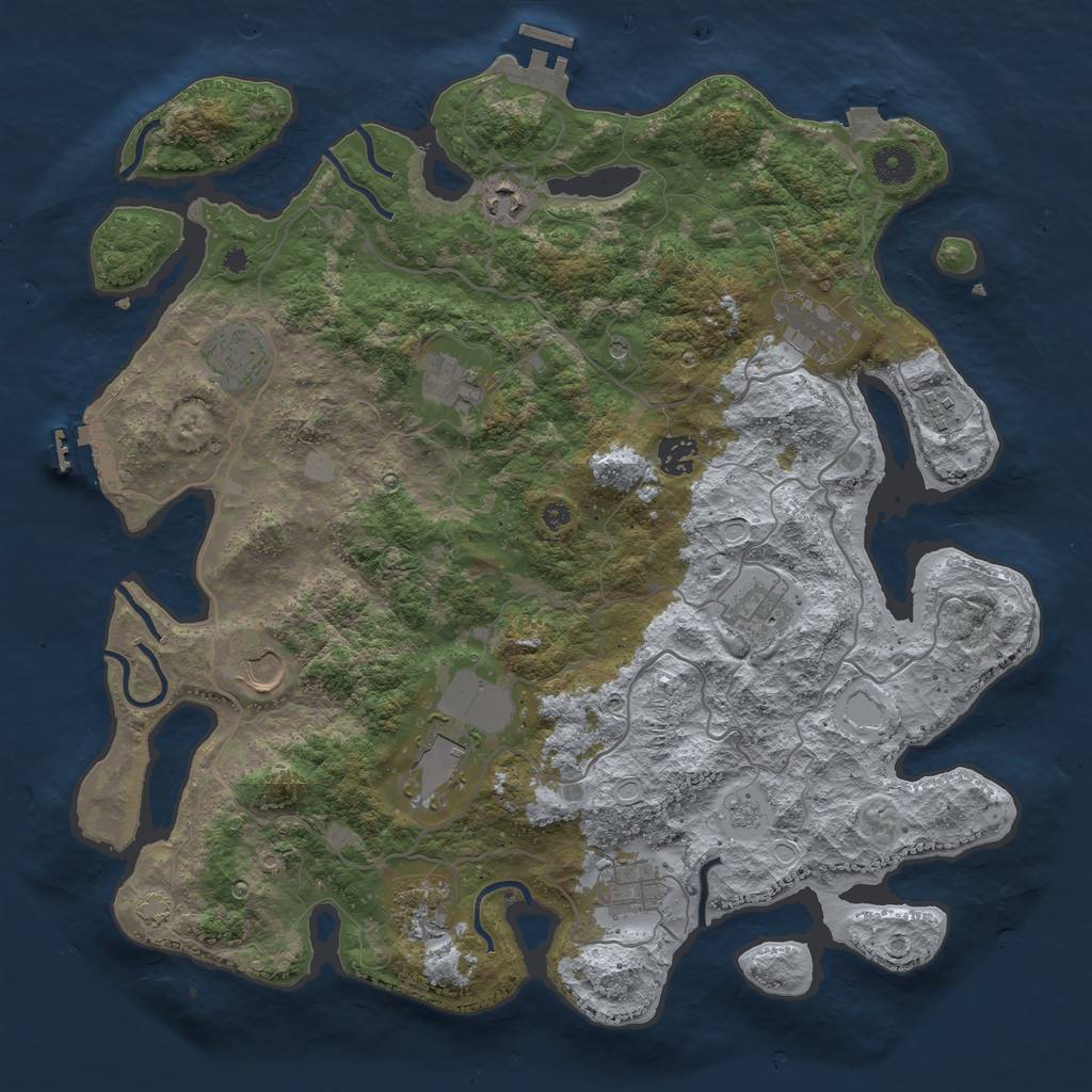 Rust Map: Procedural Map, Size: 4000, Seed: 796418766, 19 Monuments