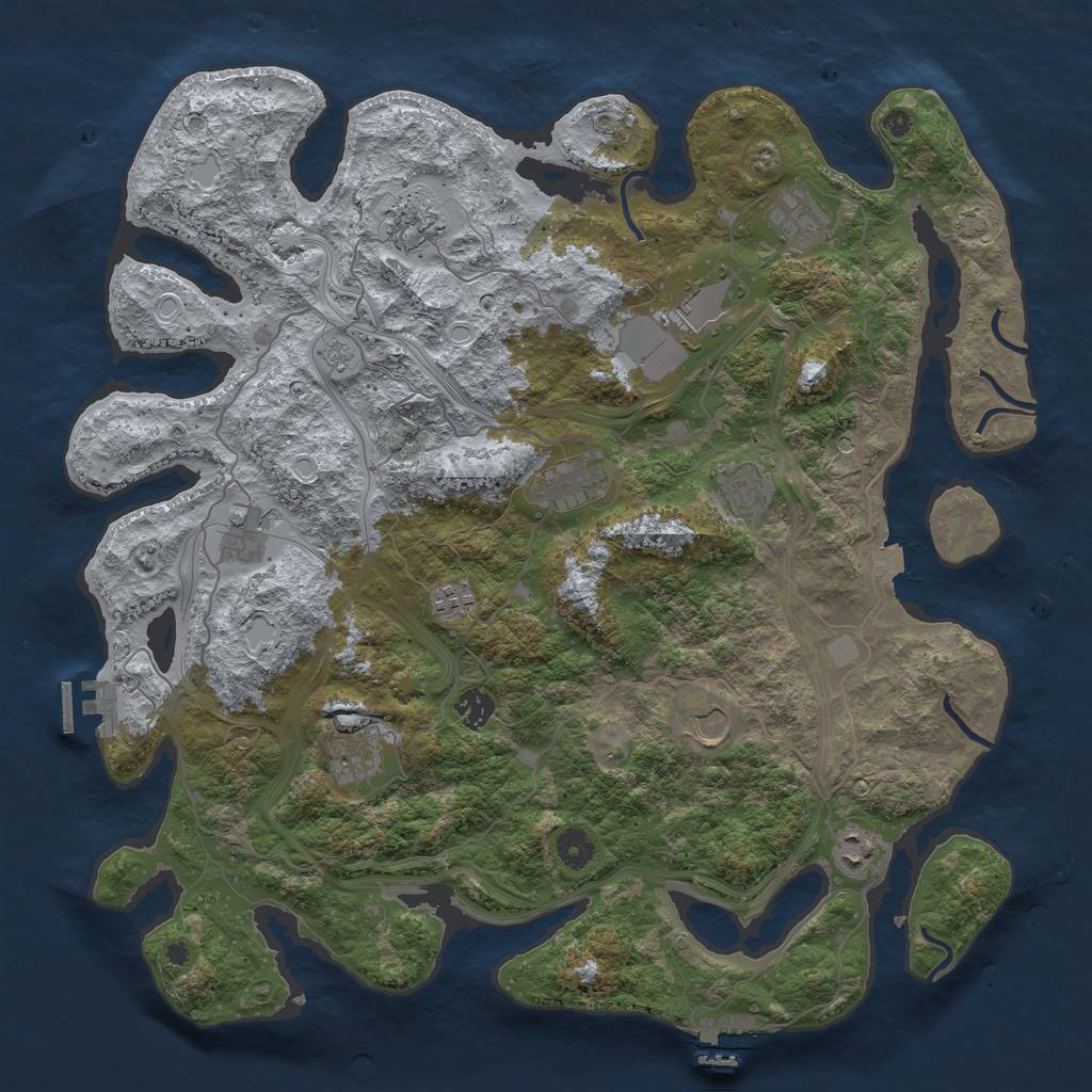 Rust Map: Procedural Map, Size: 4250, Seed: 648947399, 19 Monuments