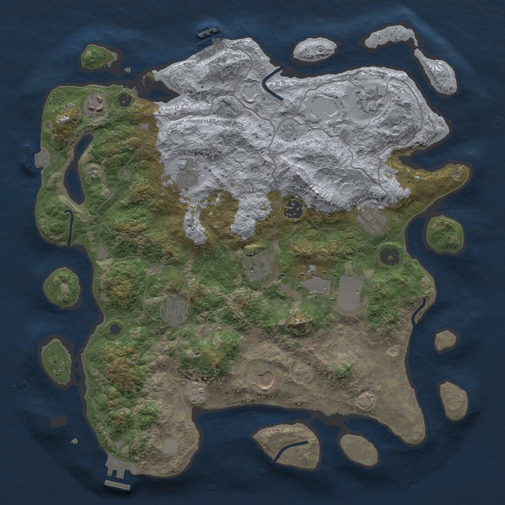 Rust Map: Procedural Map, Size: 4000, Seed: 204816493, 18 Monuments