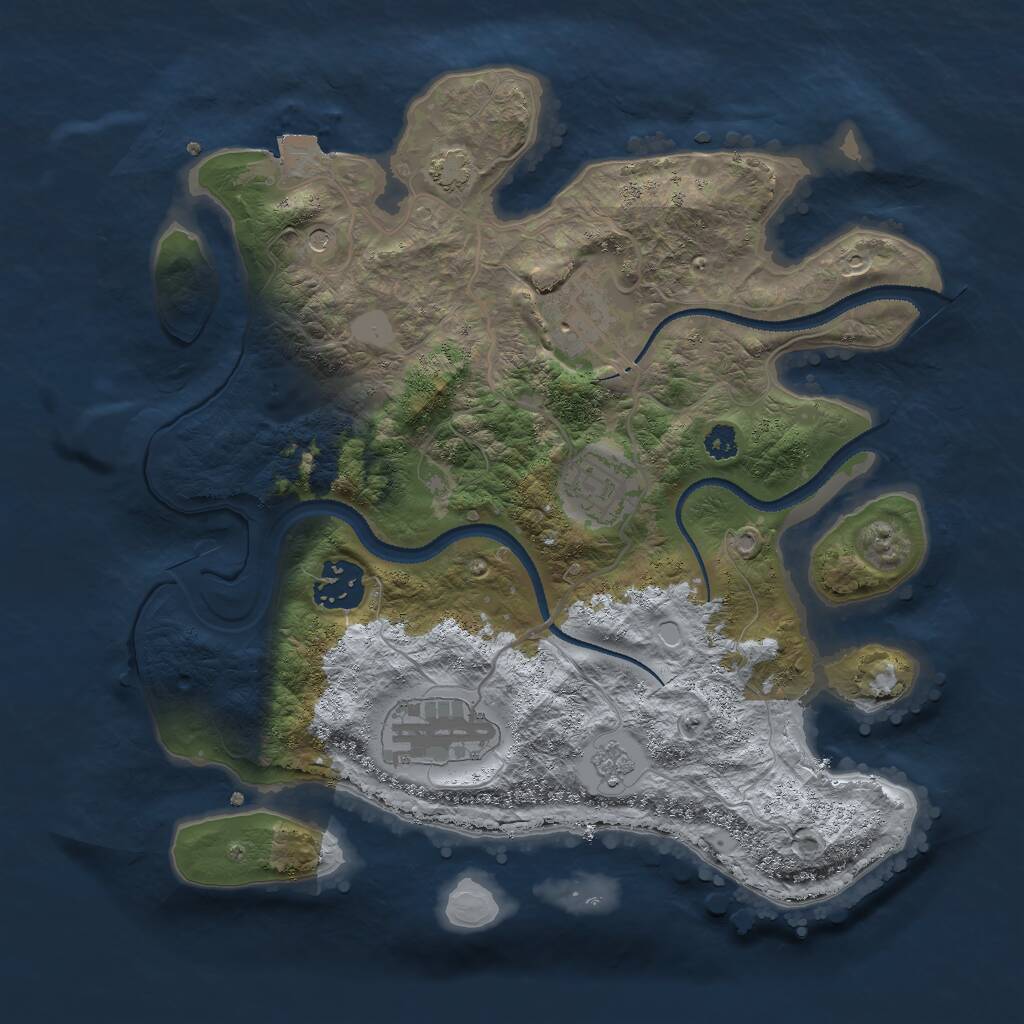 Rust Map: Procedural Map, Size: 3000, Seed: 294901192, 8 Monuments