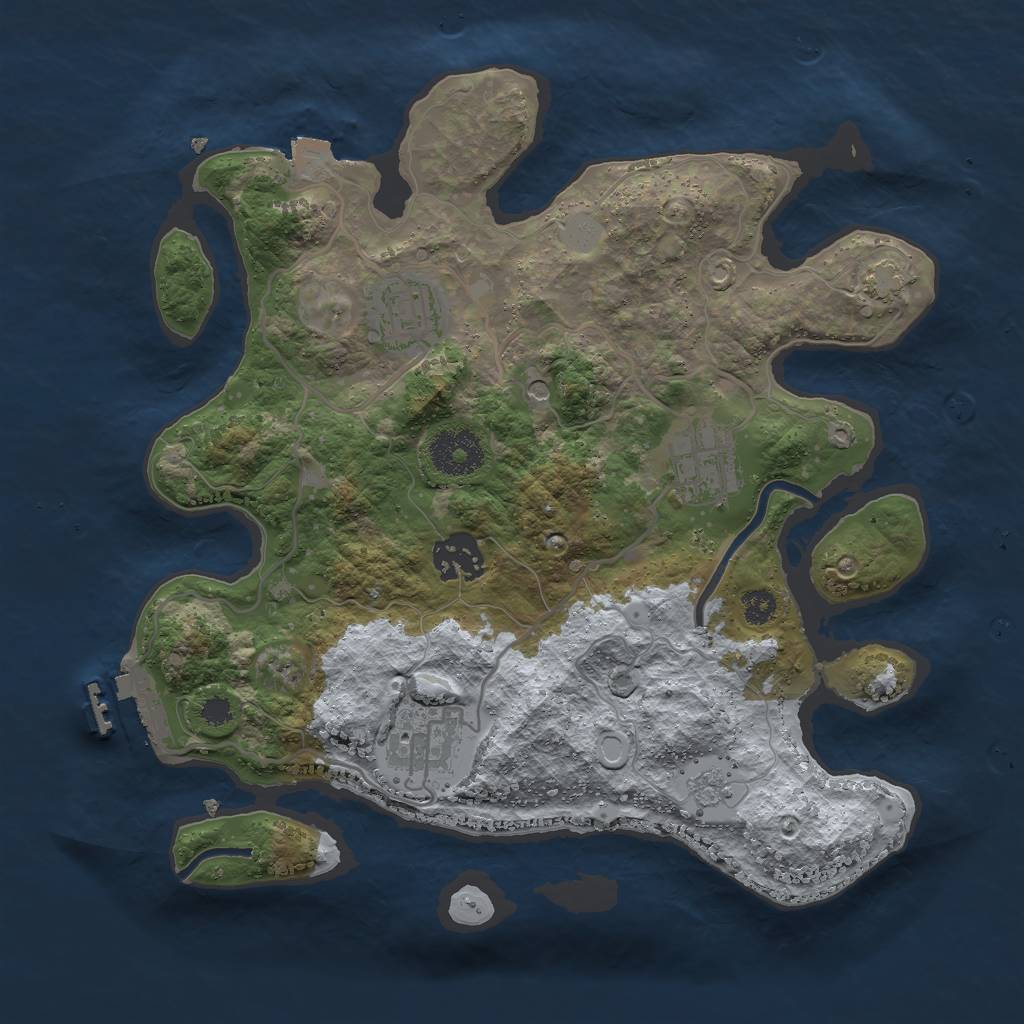 Rust Map: Procedural Map, Size: 3000, Seed: 294901192, 11 Monuments