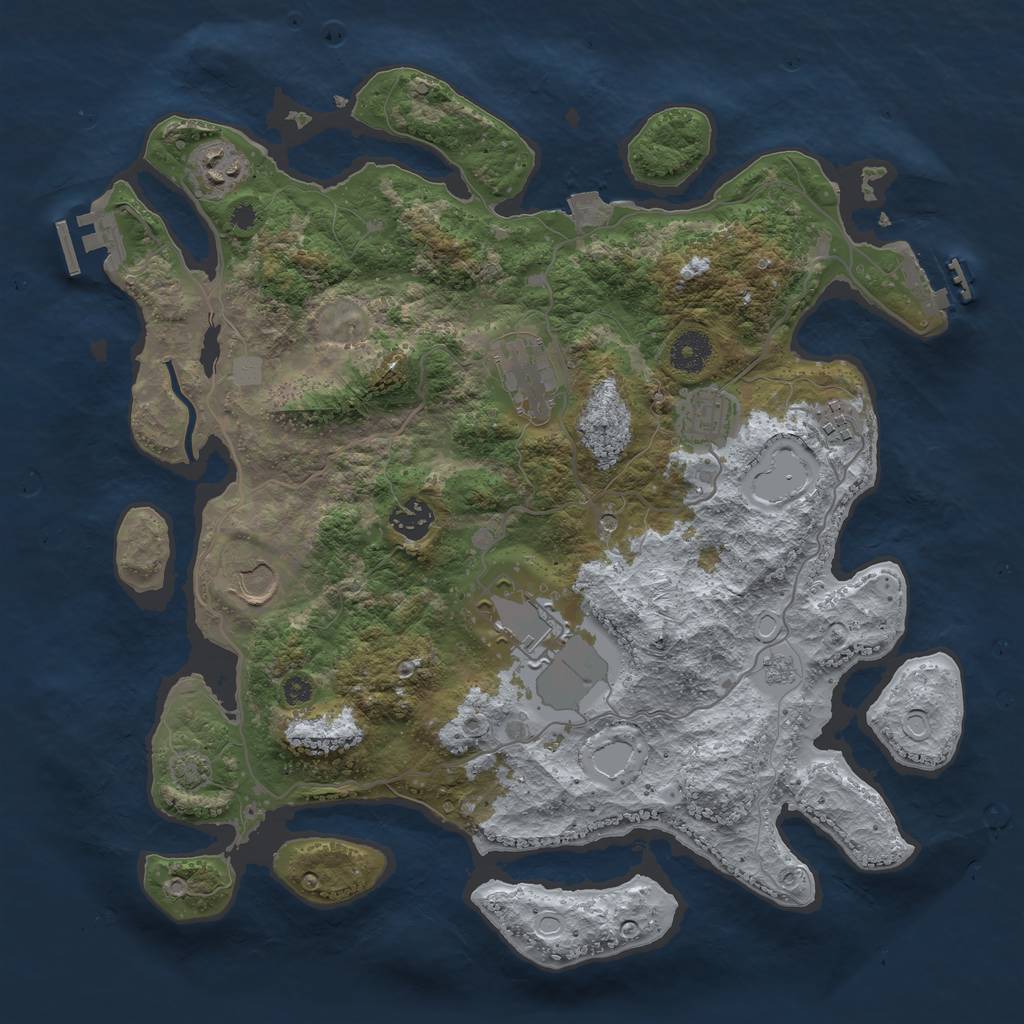 Rust Map: Procedural Map, Size: 3696, Seed: 462275541, 15 Monuments