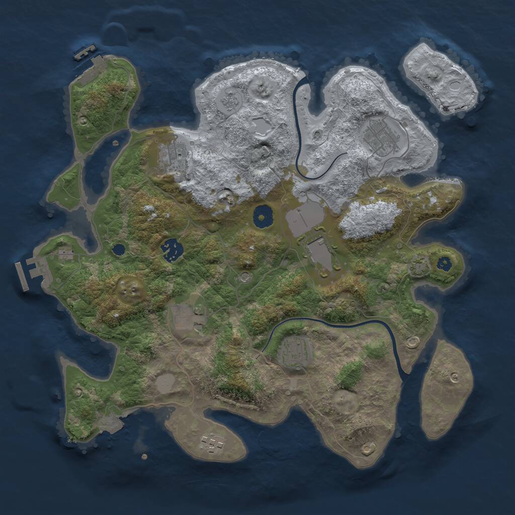 Rust Map: Procedural Map, Size: 3500, Seed: 1148944102, 13 Monuments