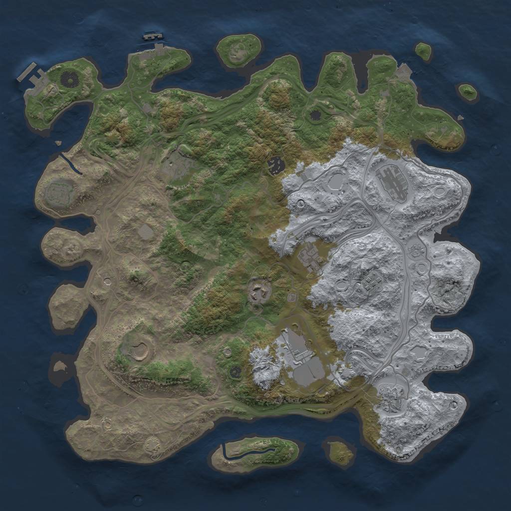 Rust Map: Procedural Map, Size: 4250, Seed: 927473811, 18 Monuments