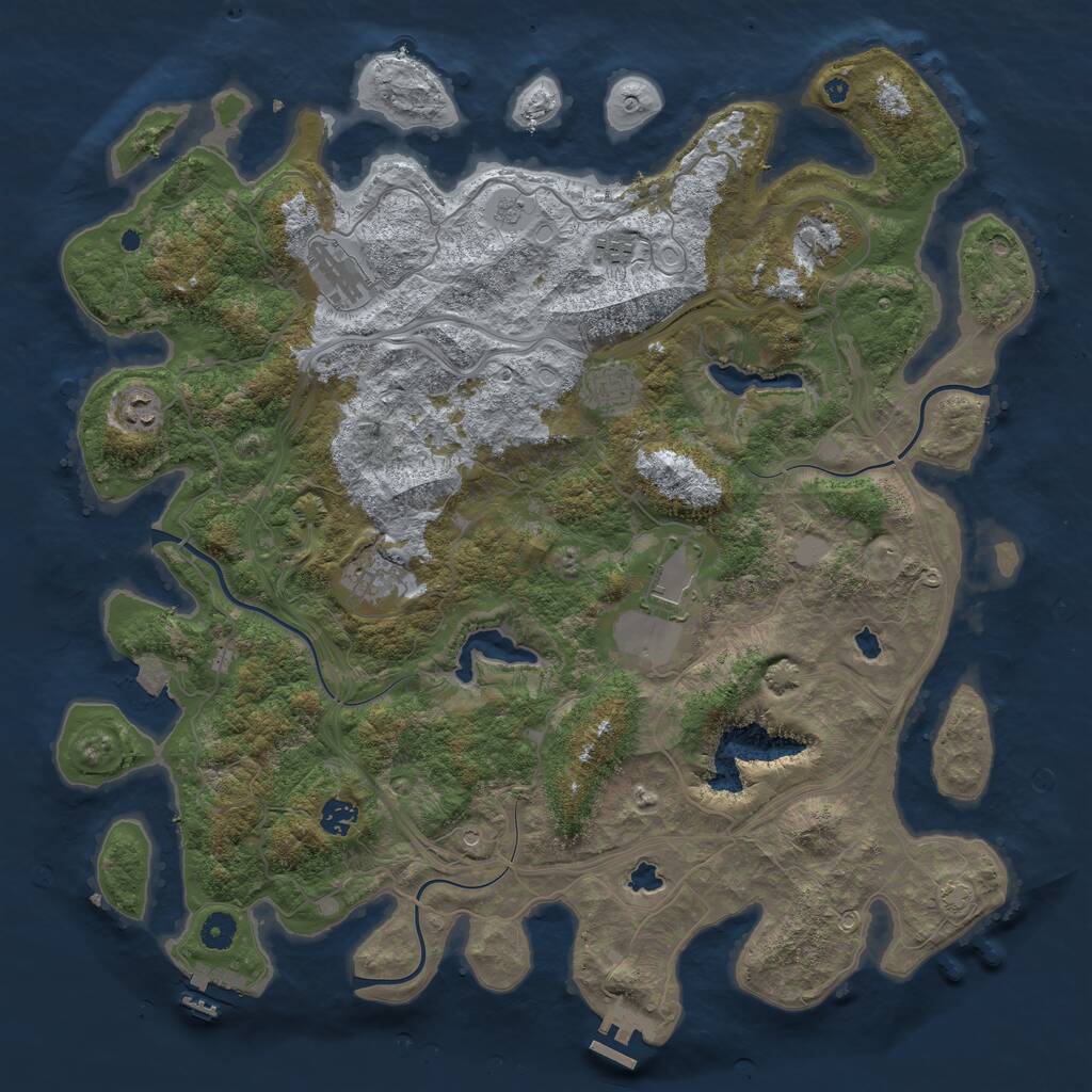 Rust Map: Procedural Map, Size: 4500, Seed: 1980007529, 14 Monuments