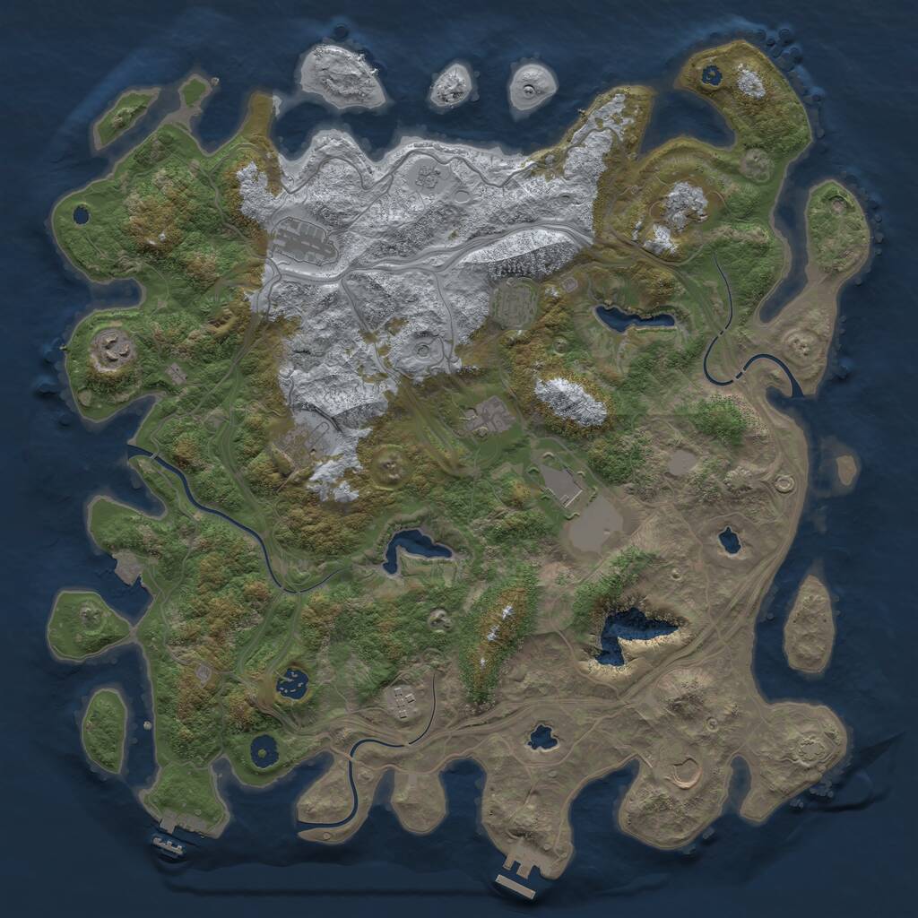 Rust Map: Procedural Map, Size: 4500, Seed: 1980007529, 16 Monuments