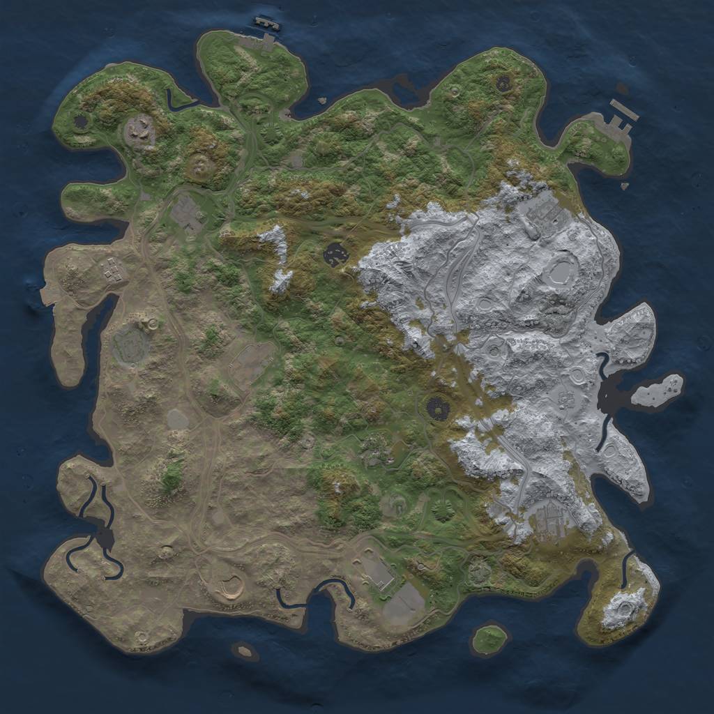 Rust Map: Procedural Map, Size: 4500, Seed: 1013298658, 19 Monuments