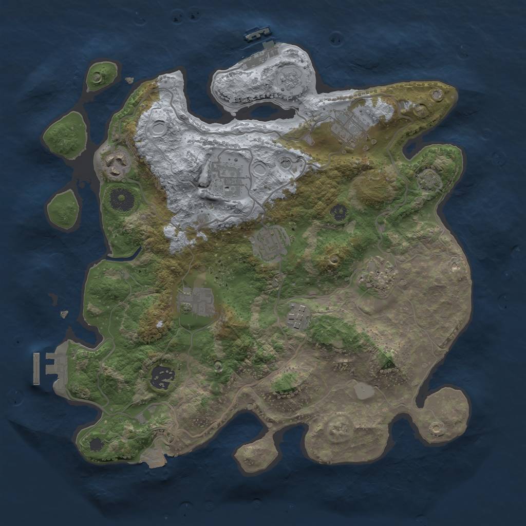 Rust Map: Procedural Map, Size: 3300, Seed: 1418783181, 16 Monuments