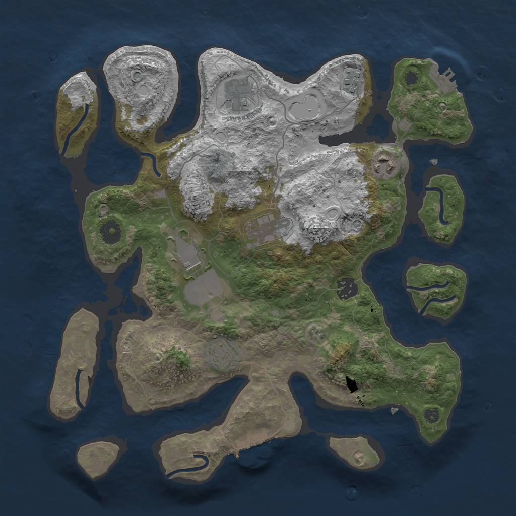 Rust Map: Procedural Map, Size: 3500, Seed: 456789, 15 Monuments