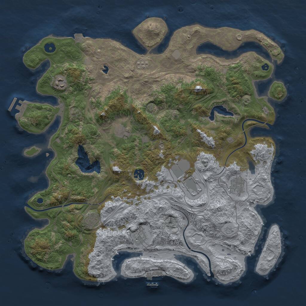 Rust Map: Procedural Map, Size: 4250, Seed: 95858, 14 Monuments