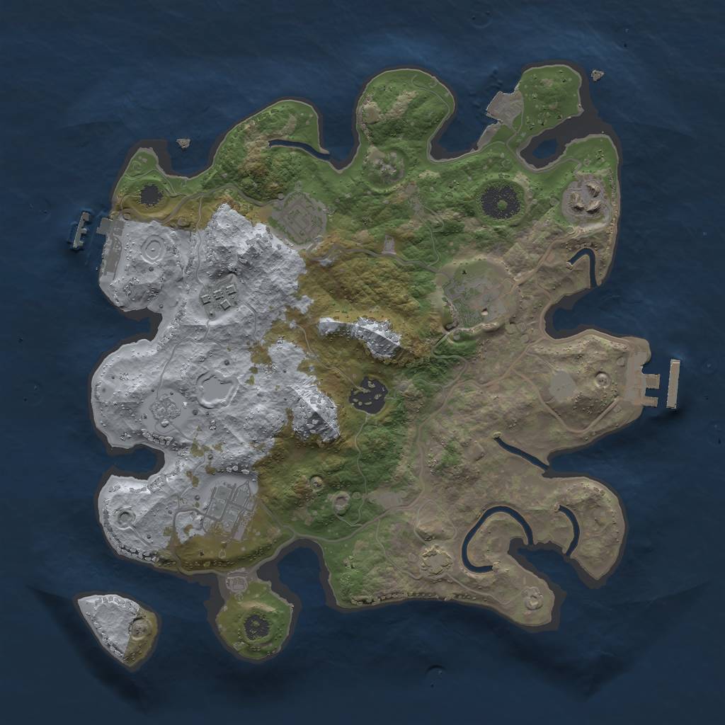 Rust Map: Procedural Map, Size: 3000, Seed: 2100574865, 13 Monuments