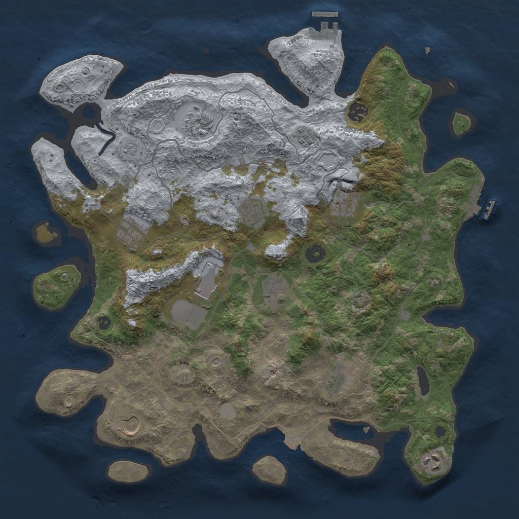 Rust Map: Procedural Map, Size: 4000, Seed: 881593827, 19 Monuments