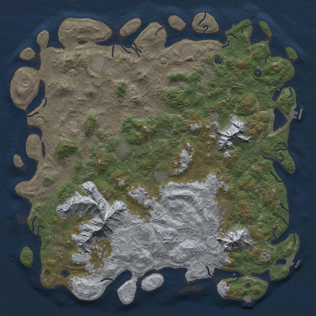 Rust Map: Procedural Map, Size: 6000, Seed: 1744276885, 19 Monuments