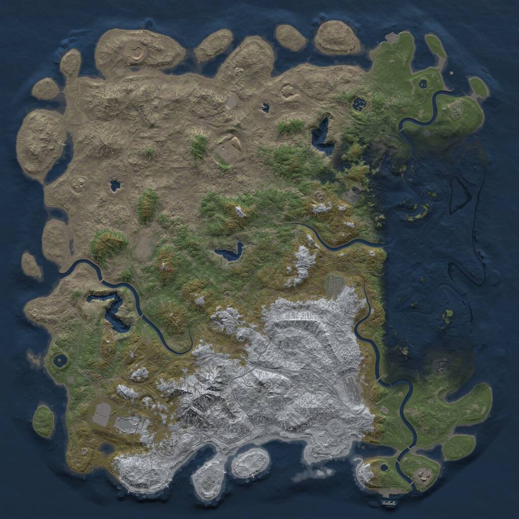 Rust Map: Procedural Map, Size: 6000, Seed: 1744276885, 17 Monuments