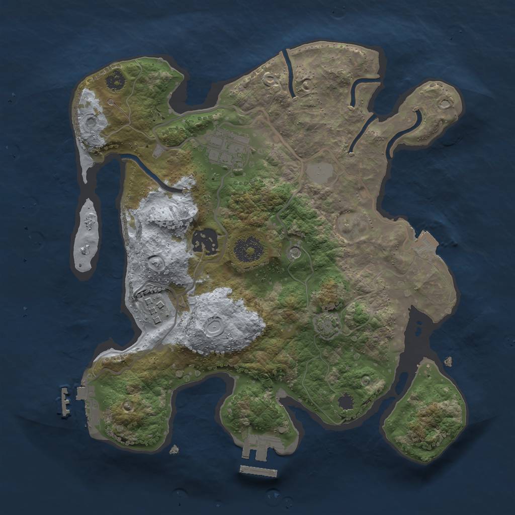 Rust Map: Procedural Map, Size: 2790, Seed: 1415225123, 10 Monuments