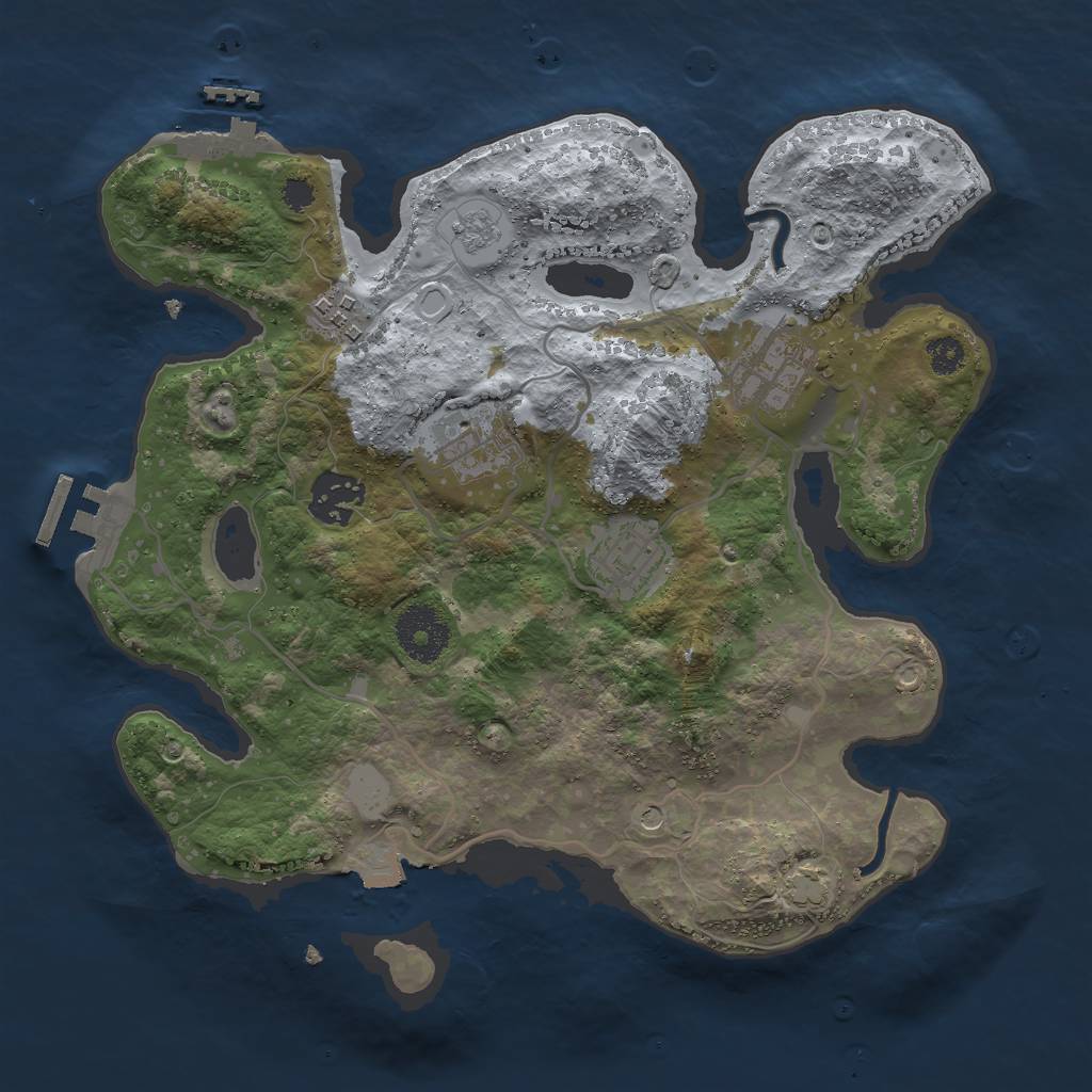 Rust Map: Procedural Map, Size: 3000, Seed: 746033853, 13 Monuments