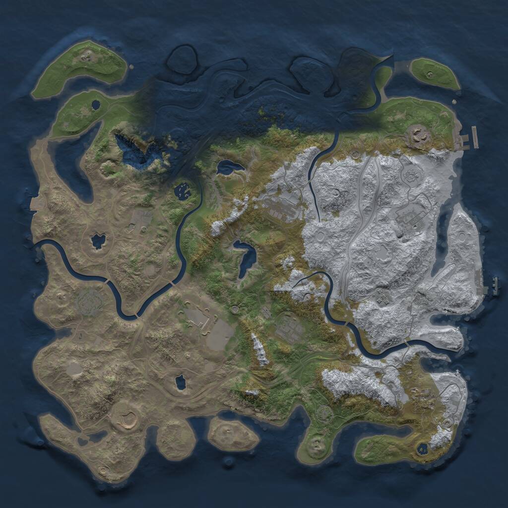Rust Map: Procedural Map, Size: 4500, Seed: 31623122, 17 Monuments