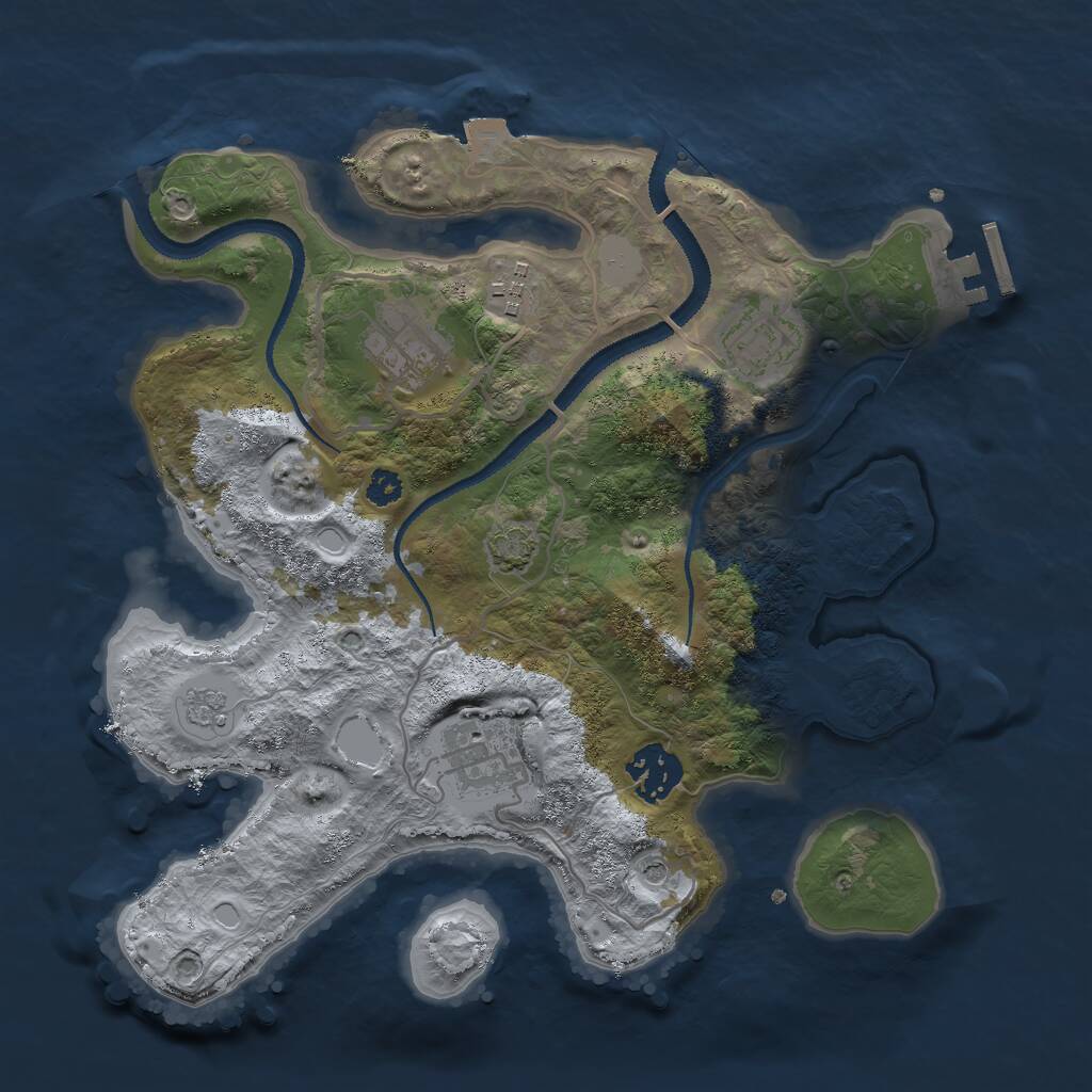 Rust Map: Procedural Map, Size: 3000, Seed: 1255124625, 10 Monuments