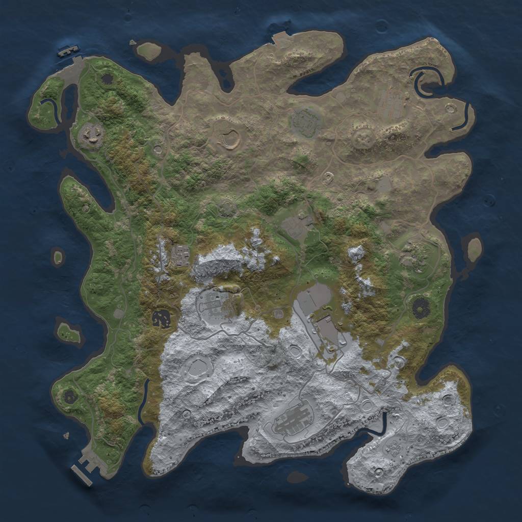 Rust Map: Procedural Map, Size: 4000, Seed: 711118126, 19 Monuments