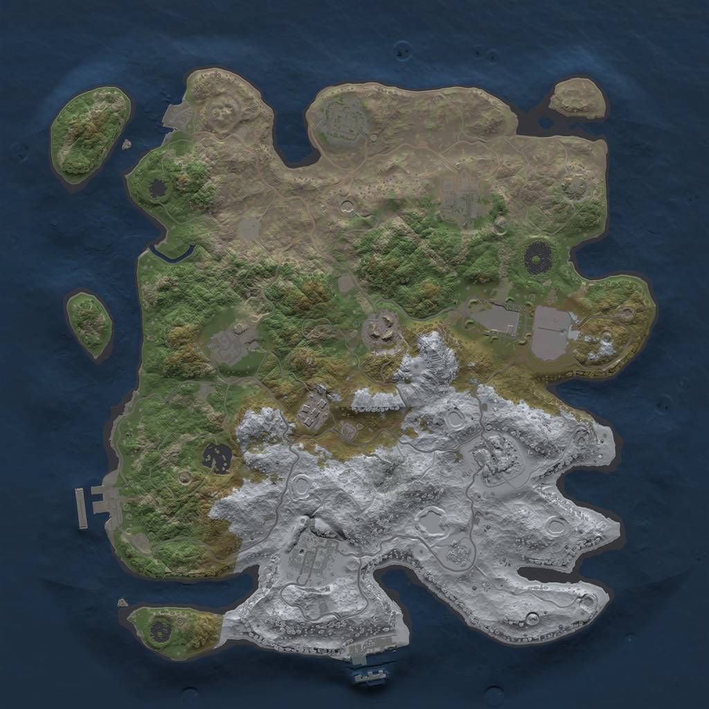 Rust Map: Procedural Map, Size: 3500, Seed: 421495417, 17 Monuments