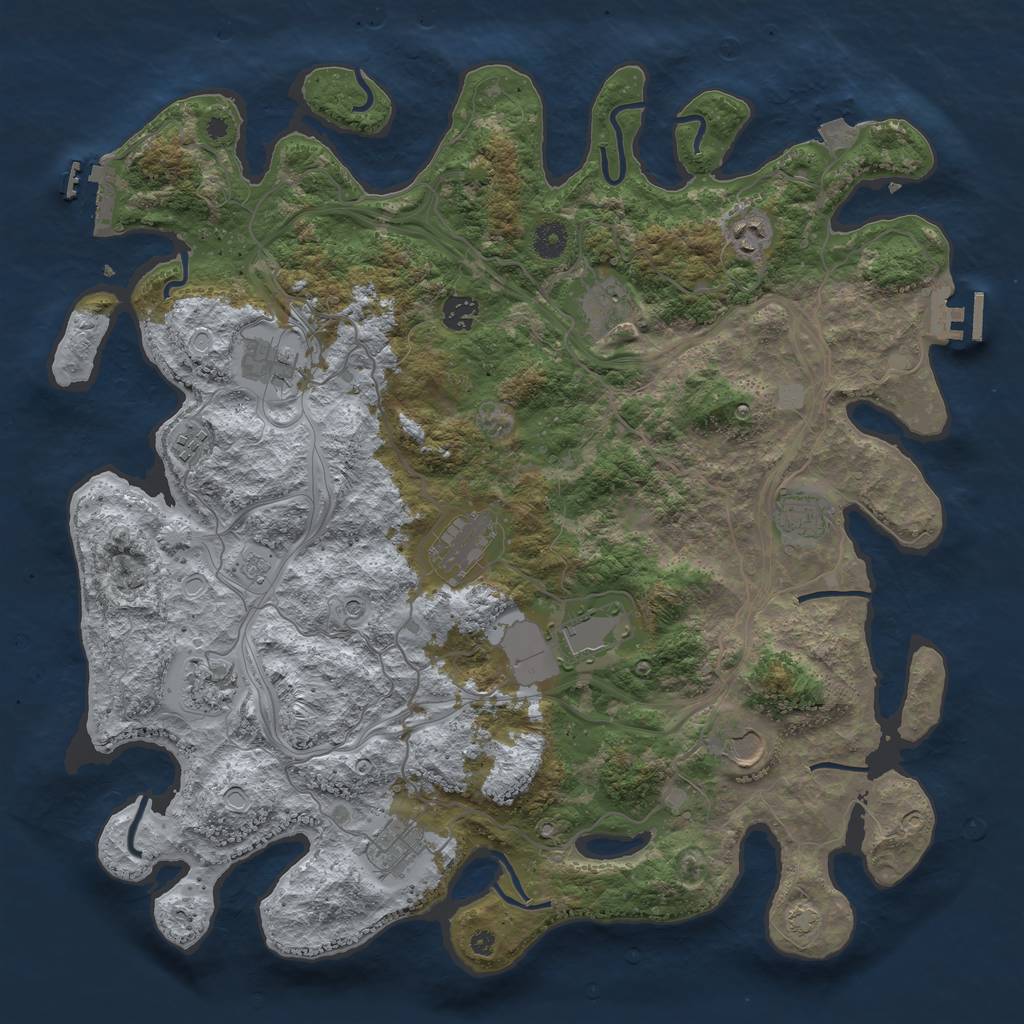 Rust Map: Procedural Map, Size: 4250, Seed: 950368443, 19 Monuments