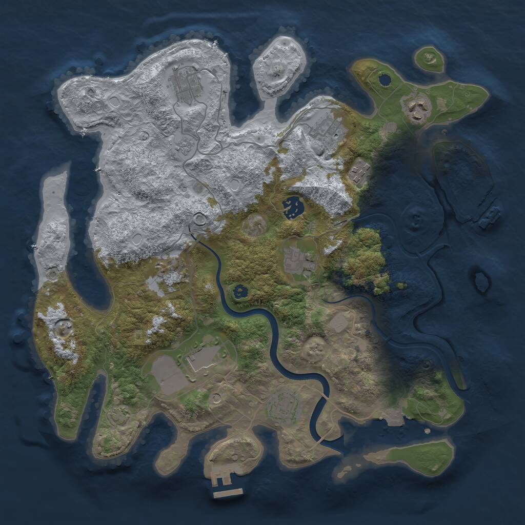 Rust Map: Procedural Map, Size: 3600, Seed: 80124, 15 Monuments
