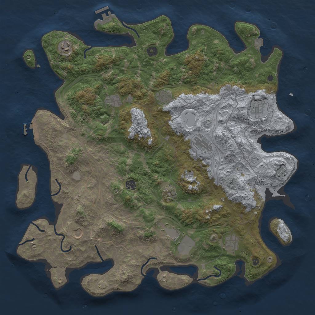 Rust Map: Procedural Map, Size: 4500, Seed: 2136833143, 19 Monuments