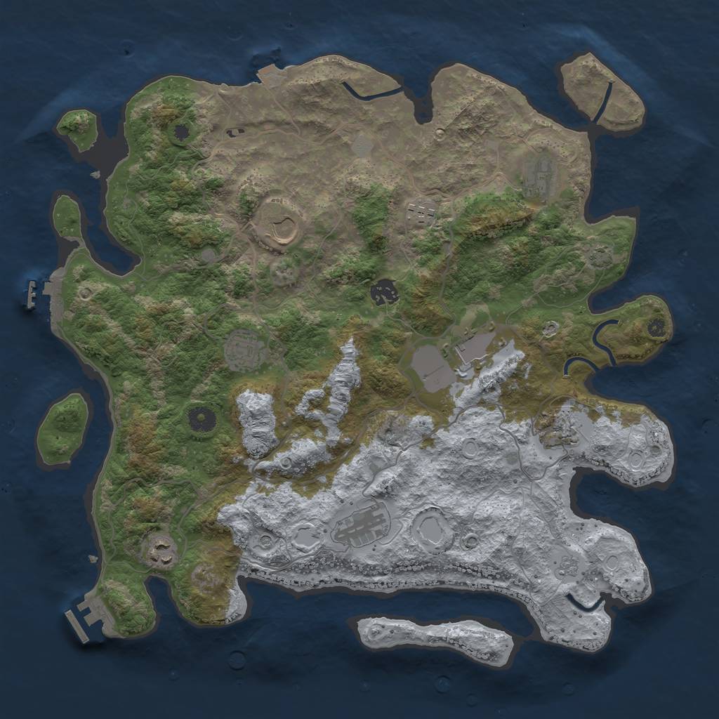 Rust Map: Procedural Map, Size: 4000, Seed: 1170266945, 17 Monuments