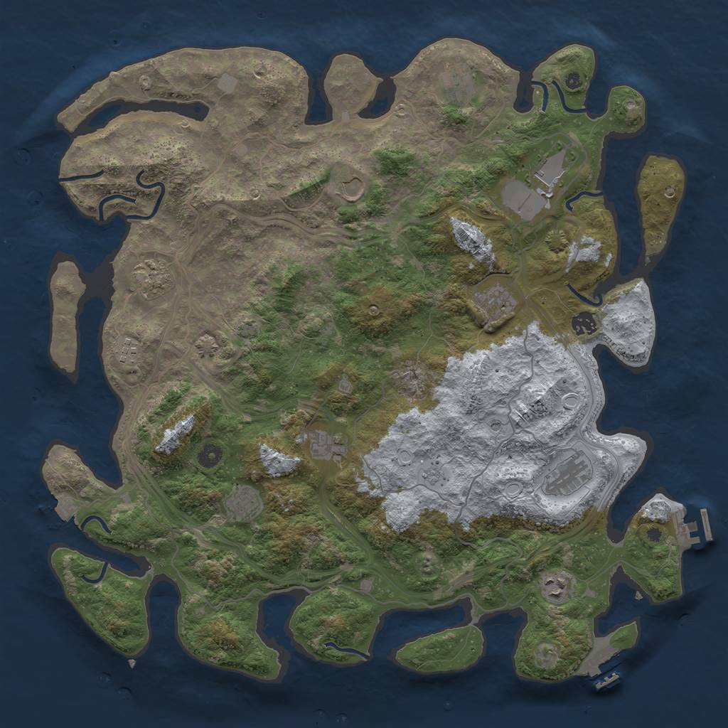 Rust Map: Procedural Map, Size: 4500, Seed: 2052853864, 19 Monuments