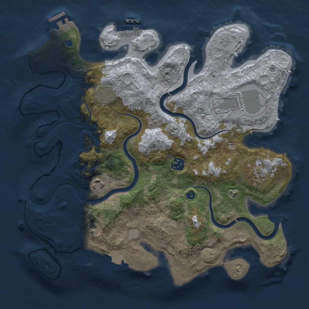 Rust Map: Procedural Map, Size: 3500, Seed: 97677627, 12 Monuments