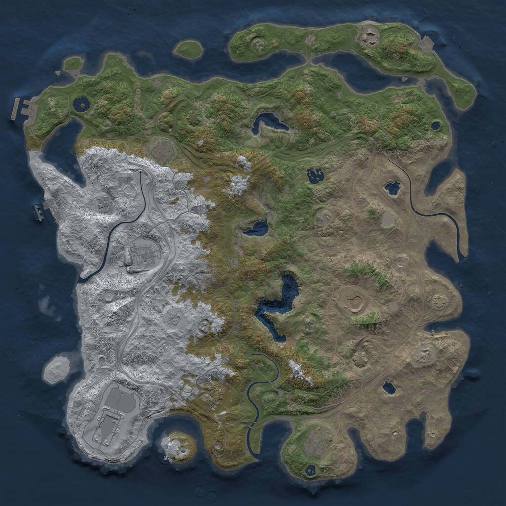 Rust Map: Procedural Map, Size: 4600, Seed: 100, 15 Monuments