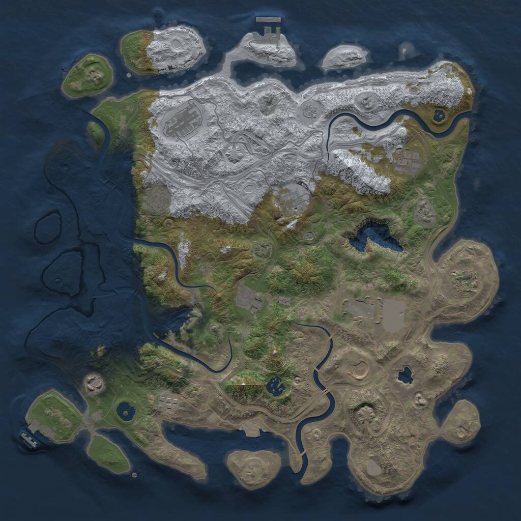 Rust Map: Procedural Map, Size: 4250, Seed: 366769208, 17 Monuments