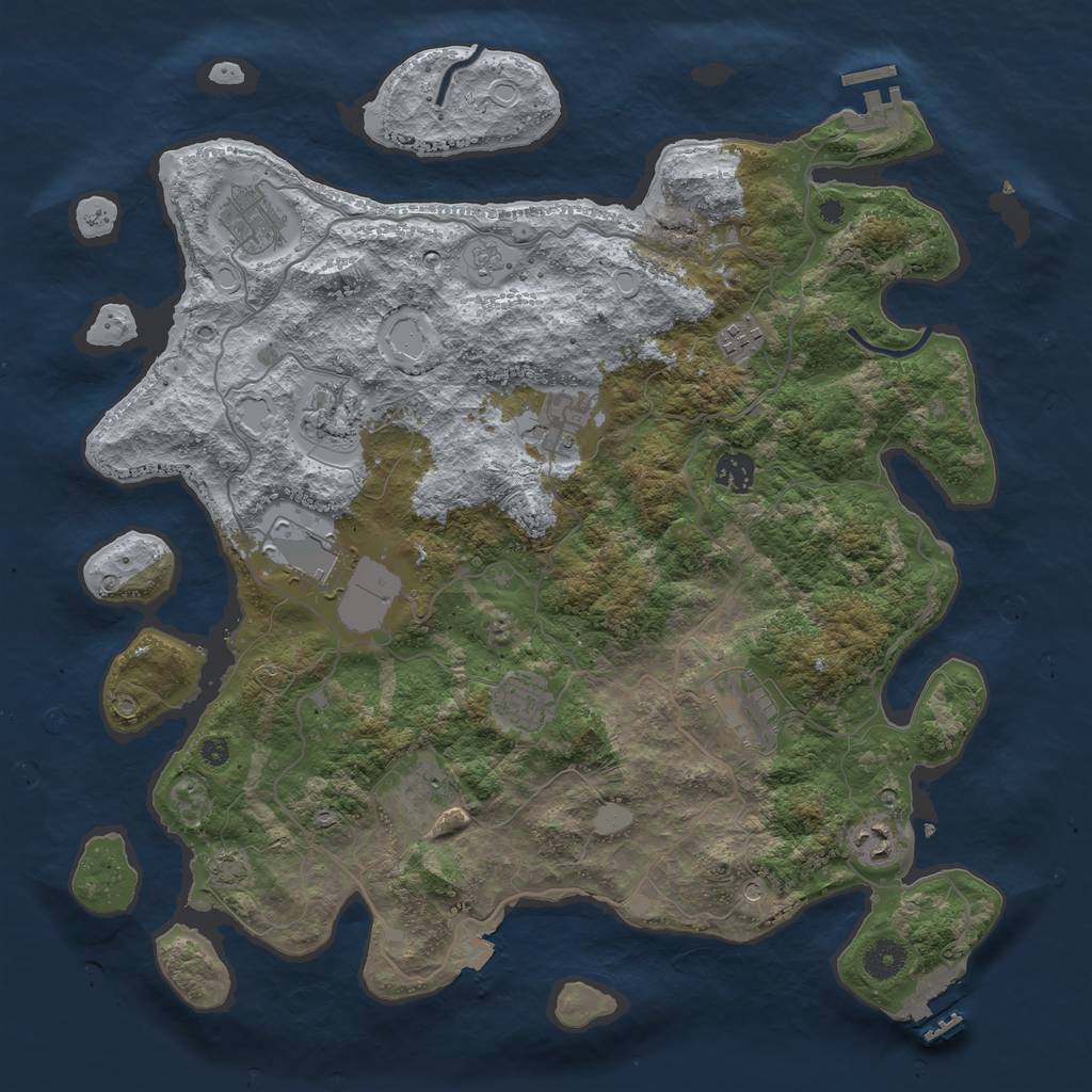 Rust Map: Procedural Map, Size: 4000, Seed: 1992989710, 18 Monuments