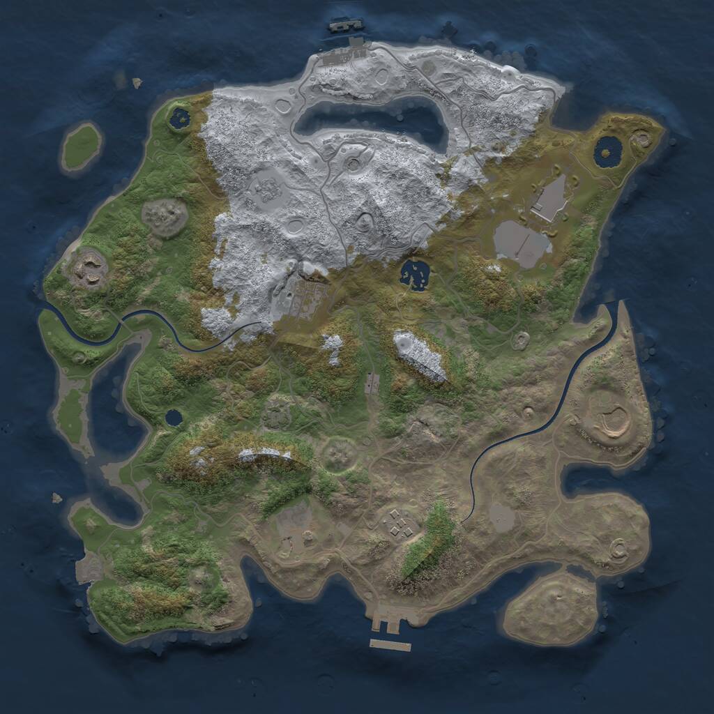 Rust Map: Procedural Map, Size: 3500, Seed: 774864232, 13 Monuments